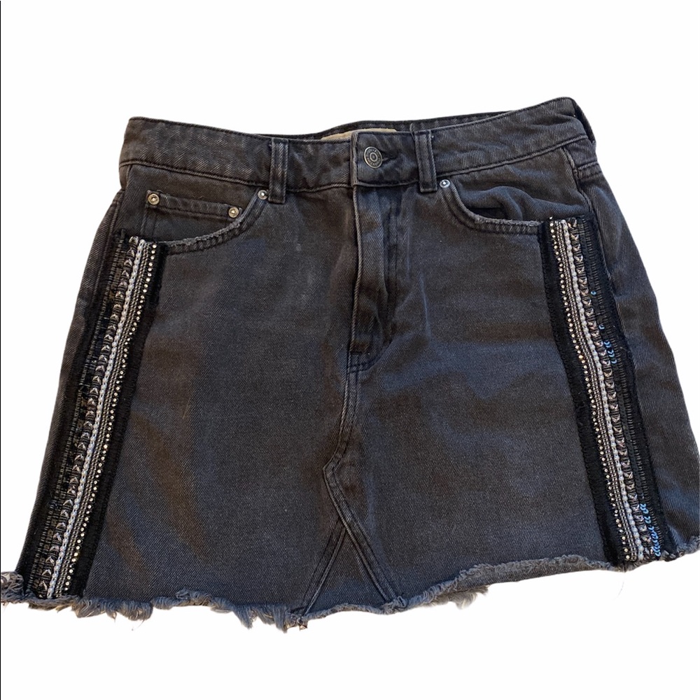 Free People Sode-Embellished denim mini skirt